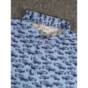 IBKUL Polo Shirt Mens 2XL Blue Car All Over Print Quick Dry UPF 50+‎